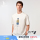 哈吉斯（HAZZYS）男女裝 夏季上衣【PHIZ】情侶款小狗印花寬松圓領(lǐng)短袖T恤 米黃色OW-男款 XL （180/100A 50）-男款