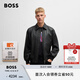 BOSS博斯【七夕節(jié)禮物】男士2025年春季新款寬松飛行員夾克皮衣外套 001-黑色 M (48)