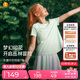 moodytiger女童短袖T恤速干吸汗25年夏季新品兒童T恤高彈柔軟印花運動上衣