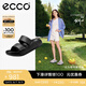 愛(ài)步（ECCO）拖鞋女外穿居家兩用 倪妮同款夏季軟底泡芙鞋一字涼拖 科摩206663 黑色20666301001 38 （偏小，建議選大一碼）