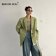 RHUDE FOG品牌女裝復(fù)古皮衣外套女2025春秋新款時(shí)髦鱷魚紋高級(jí)感韓版純色 牛油果綠 M