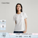 Calvin Klein Jeans夏季女士簡約ck印花休閑純色圓領舒適打底短袖T恤J221165 YAF-月光白 S （推薦80-95斤）