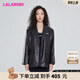 LALABOBO時(shí)尚潮流暗黑機(jī)車休閑外套寬松高級(jí)感男女夾克上衣LBCC-WSPW12 黑色 M