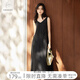 對(duì)白【杜鵑同款】慵懶V領(lǐng)吊帶連衣裙女2025夏新款高級(jí)感顯瘦長(zhǎng)裙 靜謐黑 M
