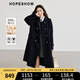 紅袖100%綿羊毛呢大衣冬季2024新款女裝學(xué)院風(fēng)落肩高級(jí)翻領(lǐng)雙面呢外套 藏青495 S