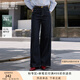 香影藏青色闊腿牛仔褲女2025秋季新款高腰直筒顯瘦天絲棉休閑褲子 藏青 S 155/60A/85-95斤