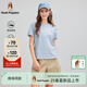 Hush Puppies【百搭經(jīng)典】暇步士女裝2025夏季簡約基礎(chǔ)款棉感短袖圓領(lǐng)衫 海藍(lán)色 XL