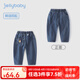 JELLYBABY男童秋季水洗牛仔褲2025小童設(shè)計(jì)感休閑長(zhǎng)褲寶寶秋裝童裝兒童褲子 牛仔藍(lán) 110 CM