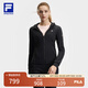 FILA 斐樂(lè)官方女裝針織連帽外套2025夏新款健身運(yùn)動(dòng)基礎(chǔ)上衣 深黑-BK M 165/84A/M