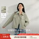 茵曼（INMAN）短款外套女休閑通勤抽繩2025秋季女裝新款長(zhǎng)袖寬松顯瘦夾克上衣 豆綠色 M