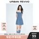 UR2025春季新款女裝氣質(zhì)一字領(lǐng)短款修身連衣裙UYY750042 藍(lán)色 (修身款) S