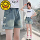 G.DUCKKIDS女童牛仔短褲兒童韓版高腰寬松熱褲2025新款夏季薄款大童女孩褲子 四個蝴蝶結(jié)短褲 130 cm 建議身高120-130cm6-7歲