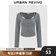 UR秋季新款女裝辣妹風(fēng)假兩件字母刺繡修身T恤UYV440115