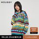 moussy【新復(fù)古回潮】 復(fù)古菱形圖案圣誕氛圍厚款毛衣028FAZ70-5100 115花紋藍(lán)色 均碼
