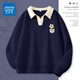 真維斯（JEANSWEST）衛(wèi)衣女春秋季女裝polo衫2025新款外套上衣服小個子休閑韓版上衣服 藏青 毛絨花口袋_K L