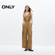 ONLY 2024夏季簡(jiǎn)約百搭V領(lǐng)純色寬松連體褲休閑褲女|124244005