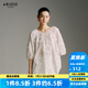 艾諾絲雅詩(shī)【商場(chǎng)同款】夏季新品時(shí)尚立體圓圈花朵雪紡衫上衣女30535045 白色 S