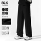 班尼路S&K系列經(jīng)典純色系華夫格闊腿褲男春秋季柔軟舒適細膩肌理休閑褲 【華夫格】-黑#純色 XL