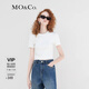 MO&Co.【新中式】短袖T恤中式國風盤扣斜門襟圓領修身短款摩安珂 本白色-第2批 L 170