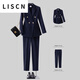 LISCN正裝西裝套裝女大學(xué)生面試工作服春秋冬新款黑色職業(yè)職場(chǎng)通勤穿搭 藏青色西裝外套+西褲 L