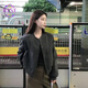 OTST美式秋季短款復(fù)古外套灰色2025年新款設(shè)計寬松休閑棒球夾克上衣 深灰色外套 S 75-90斤