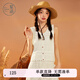 紫涵（ZIHAN）紫涵鏤空無(wú)袖針織馬甲女夏季法式度假風(fēng)復(fù)古鉤花開(kāi)衫馬夾 米金 XL
