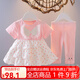 鸞雀翔 女寶寶夏裝一歲半寶寶衣服嬰兒童裝女童夏季套裝1-3歲夏裝2公主裙女寶寶夏天衣服時髦兩件套 粉紅色 90cm（建議20-2周歲以內(nèi)）