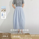 茵曼（INMAN）純棉府綢半身裙2025夏季女裝新款法式松緊腰寬松顯瘦氣質(zhì)裙子 淺藍(lán)色 L