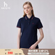 哈吉斯（HAZZYS）女裝 夏款女士撞色領(lǐng)細條簡(jiǎn)約POLO衫女ASTSE0BBE02 藏青色NV L (165/88A 40)