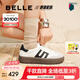 百麗（Belle）張藝凡同款休閑舒適德訓(xùn)鞋女2025春季新款時尚百搭板鞋D3A2DAM5 米白/黑 36 (230mm)