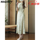 MAGIOPY國際奢侈品牌桑蠶絲旗袍女夏季新款花羅真絲優(yōu)雅新中式國風(fēng)盤扣 果綠色 M
