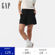 GAP女裝2025夏季新款印花logo抽繩松緊腰針織短褲休閑寬松766095