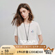 初語冰瓷棉抗菌T恤女2025夏季新款貓咪繡花簡約百搭純色短袖上衣 米白色 M