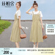 絲柏舍2025夏裝新款女裝可調(diào)背帶抽繩顯瘦中長(zhǎng)款減齡連衣裙