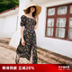 歌莉婭碎花茶歇真絲連衣裙夏季新款度假出游穿搭泡泡袖方領(lǐng)裙1C5R4K350 97D夏夜玫瑰花園印花 XL