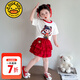 G.DUCKKIDS小黃鴨哪吒衣服女童夏季套裝新款兒童服飾女寶寶短袖蛋糕裙兩件套 圖片色 110 建議4~5歲【100-110cm】cm