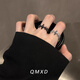 QMXD原創(chuàng  )非黑即白流星戒指男小眾設計輕奢指環(huán)情侶對戒高級感開(kāi)口戒 暗黑流星戒指