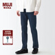無(wú)印良品 MUJI 男式 彈力 牛仔 修身褲 褲子 長(zhǎng)褲 休閑褲丹寧回潮AEA06A2S 深藏青色 30inch