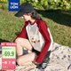 唐獅（TonLion）2025女前胸印花插肩長(zhǎng)袖T 車(chē)?yán)遄蛹t L 