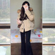 VEOX棉服女2025新款冬季女韓系短款洋氣小個(gè)子棉襖大毛領(lǐng) 卡其黃 M 110斤