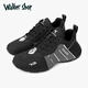 Walker Shop品牌運動鞋男秋季新款真皮跑步鞋男士休閑百搭運動休閑鞋 黑灰色 41