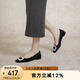 千百度（C.BANNER）單鞋女芭蕾舞鞋晚晚風(fēng)平底鞋A24180005 黑色(絨面) 37