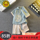 G.DUCKKIDS童裝漢服男童套裝夏季兒童唐裝周歲宴禮服男寶寶抓周衣服中國風 綠色飛龍在天 90 建議1~2歲【 80-90】