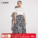 藍(lán)地（LANDI）字母手工釘珠純棉白T恤女年夏季新款短袖套頭上衣 白色 M