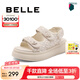 百麗（Belle）亮片休閑涼鞋女商場款厚底增高涼鞋B4A1DBL4 米色 37 (235mm)