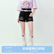 樂(lè)町高腰牛仔短褲新款翻邊辣妹時(shí)尚少女柔軟舒適百搭顯瘦褲子 深灰（現(xiàn)貨） M