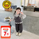G.DUCKKIDS小黃鴨女童秋季套裝2025新款洋氣兒童毛線馬甲三件套女寶寶春秋裝 灰色 90 建議1~2歲【 80-90cm】cm