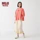 無印良品（MUJI）IDEE 女式 平紋 七分袖襯衫 女士襯衣外套春秋  GAD05C4S 紅色 M （155/80A）