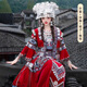 何佳功苗疆旅拍中長(cháng)款套裝  民族服裝女苗族服飾紅色中長(cháng)款套裝苗疆異域 紅色(四件套) 175 L