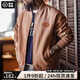 馬登工裝 美式復(fù)古重磅毛呢棒球服外套vibe刺繡拉鏈呢子夾克男春季 赤棕色 M